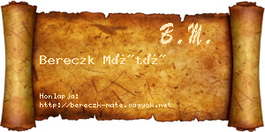 Bereczk Máté névjegykártya