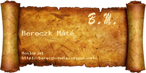 Bereczk Máté névjegykártya